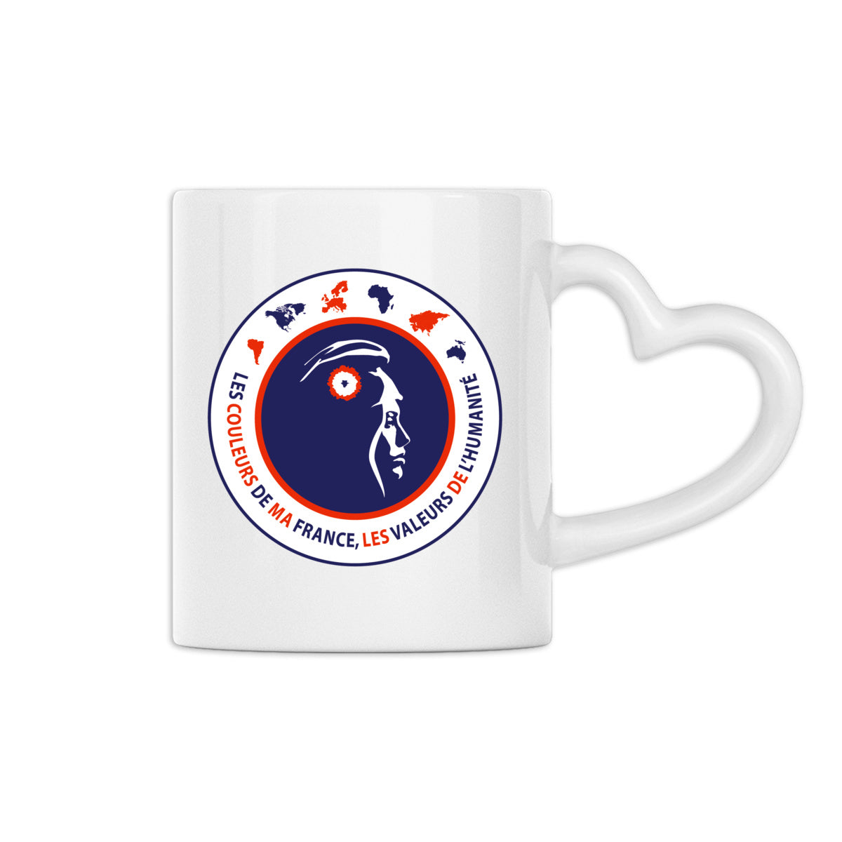 Mug à anse en forme de coeur - Amour à la française